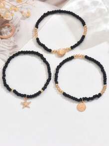 Bohemian Sea Wind Creative Tree Of Life Alloy Starfish Scallop Peace Tree Pendant Anklet 3 Set - Anklets - View 7