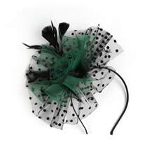 1pc Fascinators Headband Tea Party Hats For Women Feather Mesh Polka Dots Headwear Women's Fascinators Feathers Tea Party Hat - A - View 7