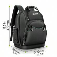 JAKAH Extreme Tool Rucksack, Heavy Duty Bag With Padded Shoulder, , Water Resistant Tool Rucksack/Black - Black - View 12