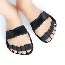1 Pair Adjustable 5-Finger Forefoot Pads, Polyester Fiber Dance & Yoga Cushions, Hand-Washable Strap Design, Black - Size L - View 9