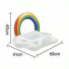 1pc Rainbow Cloud Floating Drink Holder, Inflatable Cup Holder For Adult Swimming Pool, Drink Float, Pool Party Accessories, Beach Essentials, Beach Accessories - Multicolor - View 12