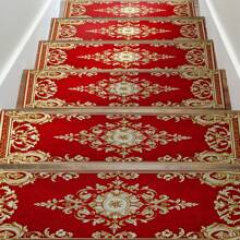 Non-Slip Stair Treads For Wooden Steps, Red Vintage Stair Treads With Super-Grip Rubber Backing, Water-Resistant & Machine Washable Safety Pads – Pet-Safe And Elderly-Friendly Indoor Anti-Skid Protection 15PCS Set