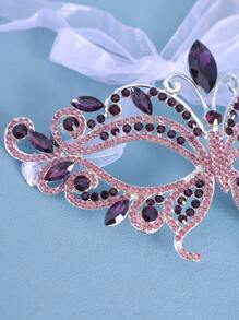 1pc Rhinestone Zinc Alloy Party Mask, Sexy Fashion Accessory For Festivals, Ceremonies - Purple - View 5