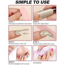 20pcs Gel Nail Strips, Semi-Cured Gel Nail Art Stickers, Waterproof Full Nail Art Decals Set For Nail Decoration