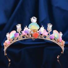 Corona nupcial, diadema con corona de escamas de sirena, concha y estrella de mar estilo barroco, accesorios para el cabello de princesa para boda, fiesta y Halloween