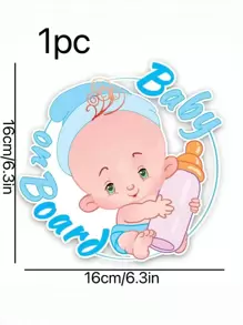 1pc Big-Eyed Pink Baby Reflective Car Sticker 'Baby On Board' Warning Sign For Car Windows, Everyday Use - Pink - View 7