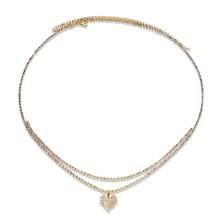 2025 奢华时尚心形和水滴吊坠双层腰链，水钻点缀简约性感金属身体链，女士 - 彩色 - 查看 14