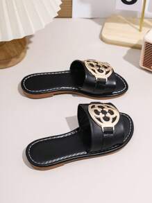 2025 New Summer Girls Sandals Flat Non-Slip Casual Fashion Versatile Strap Slippers - Black - View 5