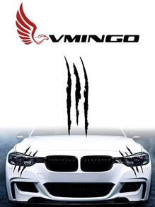 Vmingo Decal Scratch Claw Aggressive Animal Headlight Universal Auto - Black - View 2