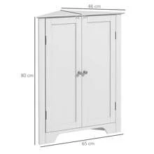 Kleankin Triangle Bathroom Cabinet, Corner Bathroom Storage Unit With Adjustable Shelf And Recessed Door, Free Standing, White