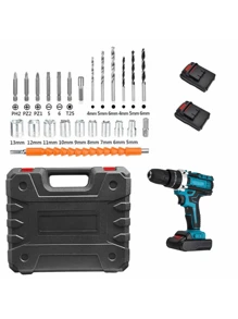 21V 无绳电钻套装 - 串珠和珠宝制作家用工具套装，包含锂电池、钻头套装和 LED 灯 - 非常适合 DIY 和家居项目，情人节男士礼物 - 彩色 - 查看 17
