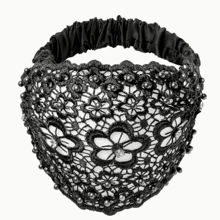 1 件优雅蕾丝花头带，带串珠装饰 - 宽大、有弹性的女士发饰 - 非常适合日常风格和安全的发型，发饰头巾头带