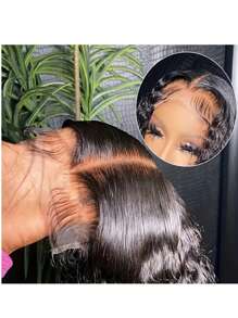 Ready To Go 13X4 Lace Front Wigs Human Hair Kinky Curly Bob Wigs For Women Pre Plucked Pre Braided Natural Hairline Deep Wave Lace Front Wigs 200% Density 16 Inch Natural Black Color - Natural Black - 查看 2