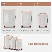 3 Piece Travel Suitcase With Corner Protectors, 20/24/28 Inch, Durable Hard Shell, 360 Degree Spinner Wheels, Multifunctional, Large Capacity, Lightweight, Fashionable Multicolor - 3 In 1 Beige Vs Brown - View 4