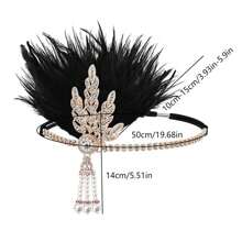 1pc 1920s Style Rhinestone Leaf Headband For Women, Christmas Party Makeup Ball Masquerade, Festive Party Headpiece - A - View 2