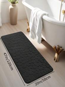 1 件经典四季石纹压花记忆泡沫 PVC 吸水防滑底浴室垫，长浴垫地毯家居浴室装饰户外地毯门垫夏季浴室配件 - 黑色 - 查看 5