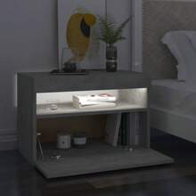 Table de chevet avec lumières  béton gris 60x35x40 cm