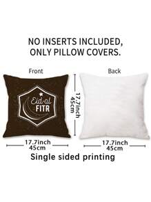 Set de 4 fundas de cojín con temática de festival, de 45x45cm, con fondo marrón oscuro con lunares dorados, que presentan caligrafía árabe, lunas, linternas, adecuado para decoración del hogar, regalos, cumpleaños y graduación