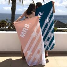 1 件椰子树印花超细纤维沙滩巾，多种尺寸沙滩毯/围巾，轻便，适合游泳、露营、运动、海滩或健身房夏季、度假 - 彩色 - 查看 4