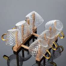 12/6/4/2pcs 120ml Dragon Scale Patterned Glass Cup, High Quality Glass Cup, Tea Cup, Hot & Cold Drink Cup, Suitable For Tea, Coffee, Home, Office, Cafe - Clear - View 1