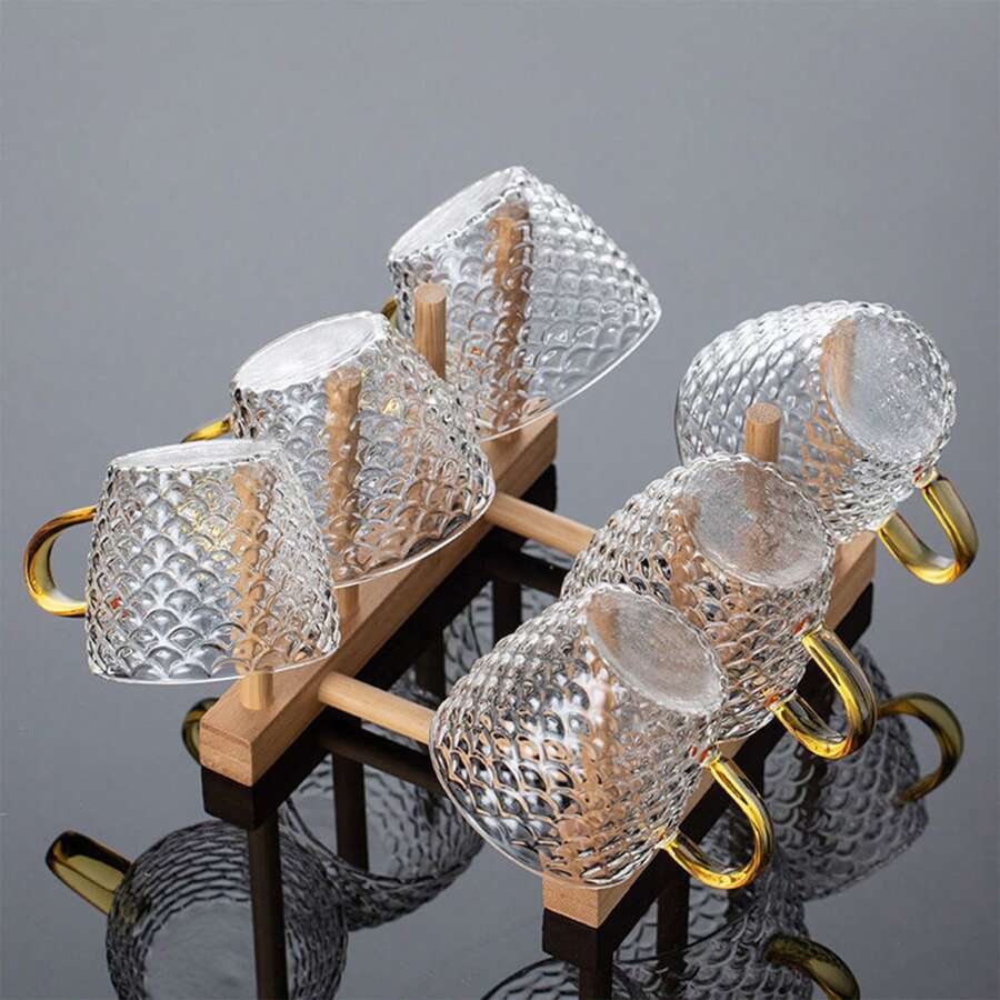 12/6/4/2pcs 120ml Dragon Scale Patterned Glass Cup, High Quality Glass Cup, Tea Cup, Hot & Cold Drink Cup, Suitable For Tea, Coffee, Home, Office, Cafe - Clear - View 1