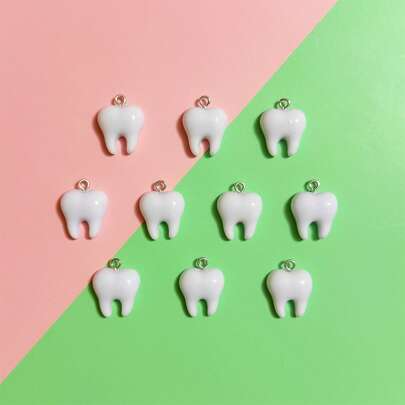 10 piezas de accesorios de resina con forma de diente único para manualidades de joyería, como colgantes, pendientes, collares, pulseras, llaveros, dijes de bolso