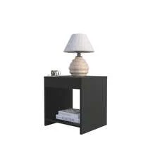 Black Nightstand With Open Storage
