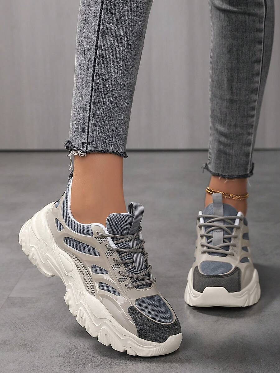 Women's Retro Casual Sports Shoes, Fashion Minimalist Platform Thick Sole Chunky Sneakers