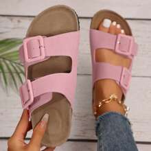 Women's Adjustable Cork Footbed Sandals - Open-Toe Style For Casual Occasions - 粉色 - 查看 8