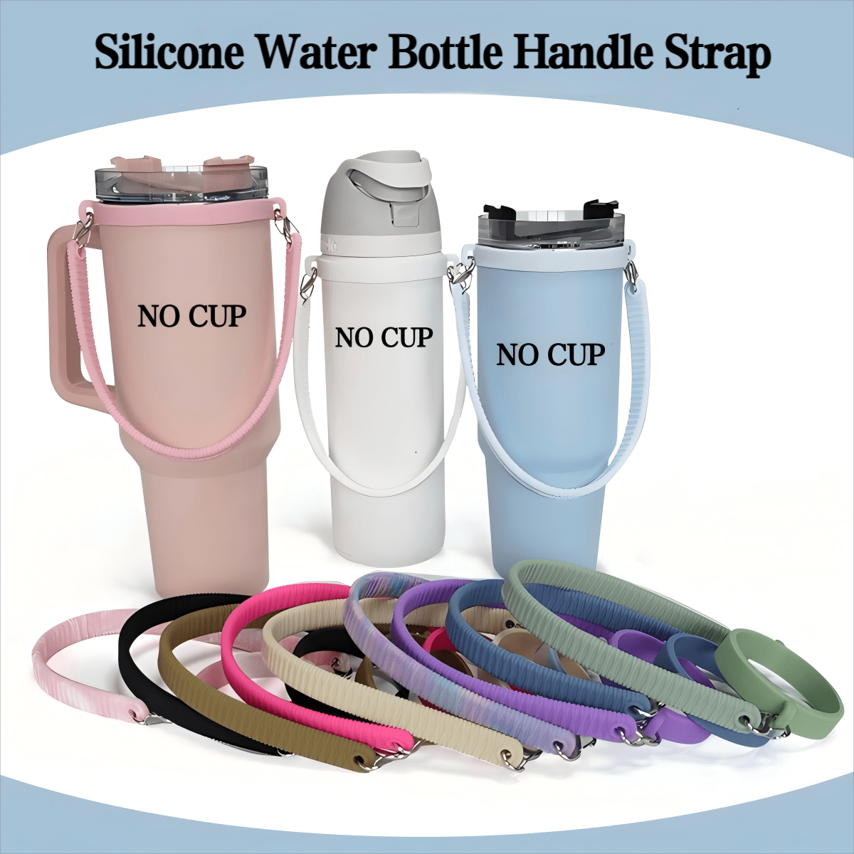 1 Stück Silikon Sport Wasser Flasche Griff Riemen, dehnbar & wiederverwendbar, modisches Design, ideal für Tassen & Outdoor Verwendung, Schul-Utensilien