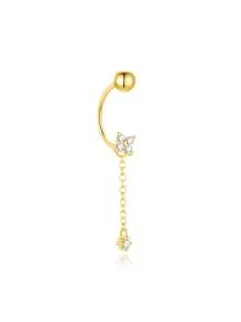 1 pièce Boucle d'oreille étoile et lune à pompons superposés pour femmes | Bijou hypoallergénique en argent sterling 925 | Boucle d'oreille clou de style de luxe, légère pour un port quotidien, soirée, mariage | Cadeau de Ramadan
