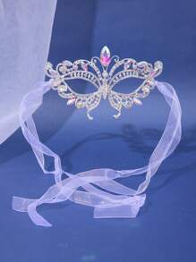 1 Pc Fashionable Holiday Party Mask With Rhinestone Zinc Alloy Jewelry Accessory - Multicolor - View 3