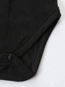 KIMOCAT Infant Solid Color Long Sleeve Bodysuit, Baby Bodysuit - Black - View 4