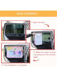 Parasol magnético de doble capa para ventanas laterales del coche, disponible en versión de oscurecimiento total y parcial, cortina para ventana del coche con bolsillos de almacenamiento y ventosas, cortinas de coche con diseños lindos para protección contra el calor/UV, parasol de coche de doble capa para ventanas laterales - Rosa - Ver 6