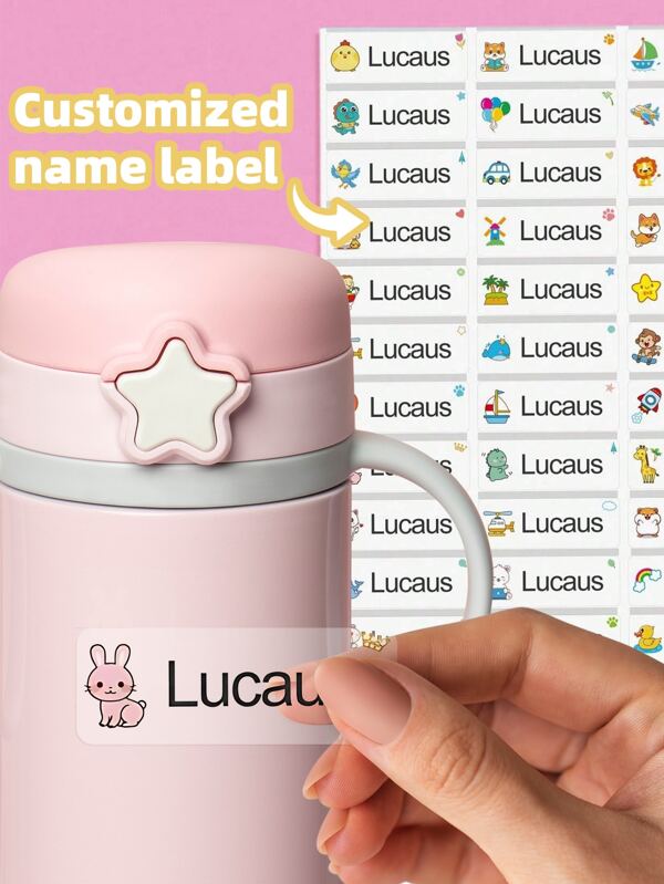 50-200PCS Clear Name Labels Waterproof Vinyl - Cute Custom Stickers For Kids School Supplies/College Dorm Organization/Sports Gear, Reusable No-Iron ID Tags For Lunch Boxes/Water Bottles/Gym Bags, Daycare Camp Essentials Baby Toddler Gift Set,Multi-Functional,Durable,Ornamental,Reusable,Exquisite,Stylish,High-Quality,Colorful,Modern,Custom,Personalized,Unique,Ideal Gifts For Him,Ideal Gifts For Her