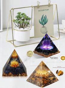 Pyramide pour énergie positive, cristaux de guérison en citrine et pierre de sable bleue orgonite pour réduire le stress, équilibrer les chakras, la guérison Reiki et la méditation. Attire la chance et le succès. Pyramide de cristaux de guérison, générateur d'énergie en cristal d'améthyste pour le yoga, Reiki et la méditation. Pyramide de météorite violette, pyramide de lotus en œil de tigre, pyramide de lotus doré en pierre de sable bleue