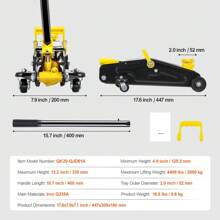 Low Profile Floor Jack, Heavy Duty Aluminum Hydraulic Racing Floor Jack, Hydraulic Car Jack, Single Dual Piston Quick Lift Pump, Height Lifting Range (Yellow) - 2 Ton (4400 Lbs), Iron, Single Piston - View 7