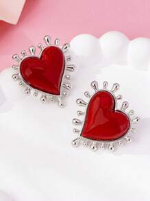 1 Pair Vintage Gothic Style Heart Shaped Earrings, Sweet And Fashionable, High-End And Luxurious, Suitable For Women