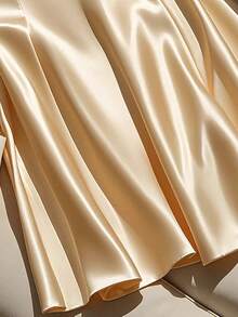 女士纯色优雅通勤缎面 A 字裙