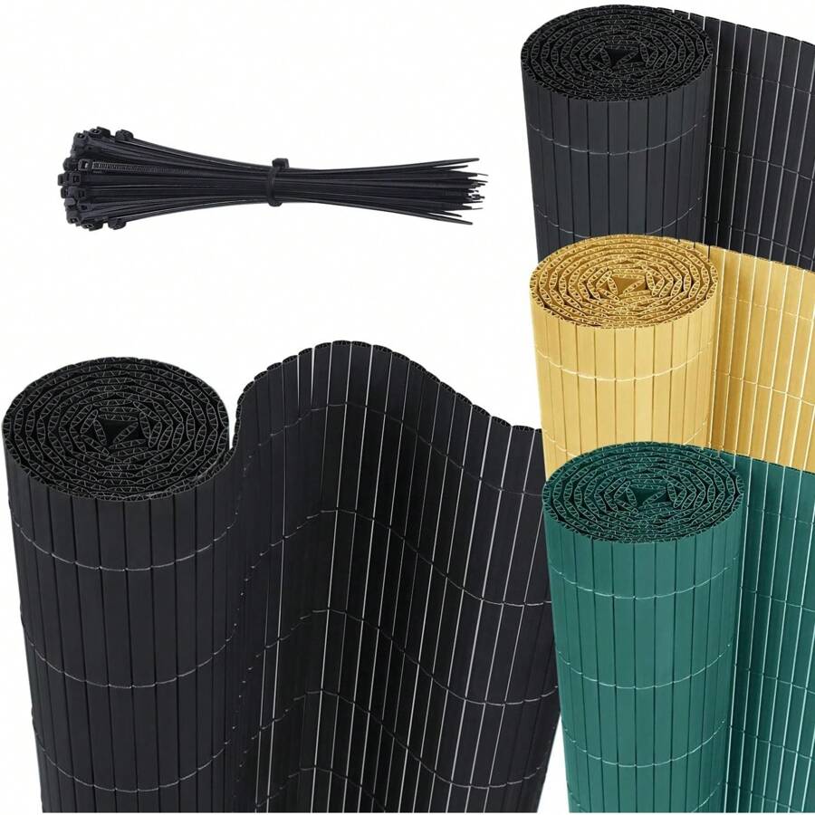 JOIEYOU Sichtschutzmatte PVC Sichtschutzzaun Sichtschutz, Balkonverkleidung Sichtschutz mit Kabelbindern Privatsphäre PVC Zaun Windschutz Blickdicht - Grau - Übersicht 1