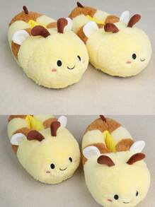 Novelty Gift Women's Slippers Cute Bee Animal Slippers Fun Slippers Novelty And Comfortable Bumblebee Slippers Plush Slippers Soft Winter Warm Slippers Home Shoes - Yellow Brown - View 8