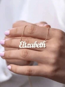1pc Customized Name Necklace, Gold/Silver Stainless Steel Personalized Simple DIY Pendant Necklace, Suitable For Daily Wear, Party, Christmas, All Season Elegant And Hip-Hop Style - Gold - View 5