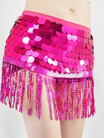 女士亮片肚皮舞腰链流苏臀巾裙女节日派对服装狂欢节表演腰巾