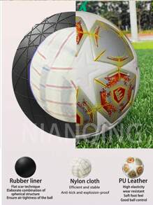 Professional League Soccer Balls, High-Quality PU Leather, Excellent Elasticity, Seamless Heat Bonding Technology, Anti Slip, Wear-Resistant, Easy To Kick, Professional Adult Youth Training Competition, No. 5 Football, Free Ball Needle, Ball Net - Gold - View 4