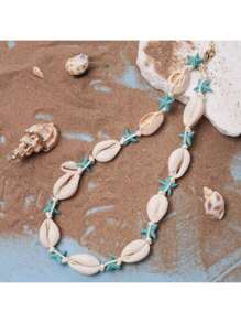 1pc European & American Style Seashell Weaved Maritime Beach-Themed Pendant, Necklace, Bracelet Accessory