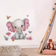 花卉老鼠墙贴 防水浴室厕所贴花 可爱大象自粘墙贴 卡通花蝴蝶儿童房幼儿园装饰贴