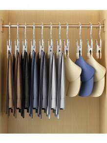 10 Pieces Of Stainless Steel Clothes Clip, Laundry Clothes Nail With Hook, Portable Hanging Clothes Clip, Wardrobe Organizer, Hanger Dress Pants Shoes Jeans Boots Skirt,Beachwear,Spring,Minimalist,Summer Tops