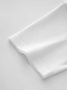 Camiseta Masculina De Algodón, Impresión De Símbolo Con Estilo Minimalista - Blanco - Ver 7