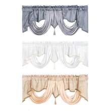 Rod Pocket Valance Window Tiers Decor Boho Window Curtain Panel Short Curtain For Basement Bathroom Living Room Cafe Kitchen