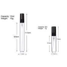 20pcs 10ml/5ml Mini Glass Black Cap Perfume Spray Bottles, Includes 4 Accessories - 2 Funnels, 2 Droppers, Suitable For Decanting Perfumes, Easy To Carry, Airplane-Friendly